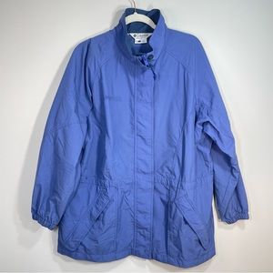 Columbia Vintage Blue Long Jacket Water Resistant Coat Size Womens Large